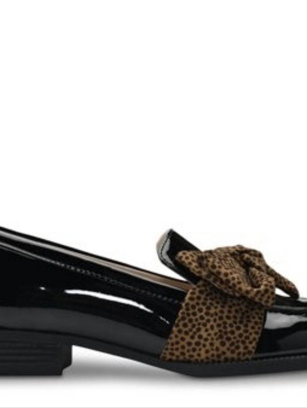 Bandolino Women's Lindio Black Patent Loafers with Brown Bow Detail - Picture 8 of 9